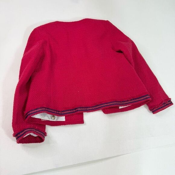 Talbot's Jacket Women 10 Petite Red Tweed Gold Button Fringe New Classic Elegant - Picture 9 of 10